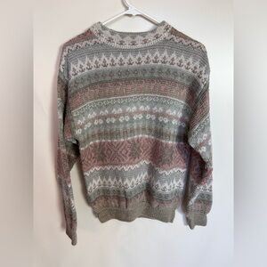 Jantzen Classics Vintage Gray and Pink Crewneck Sweater